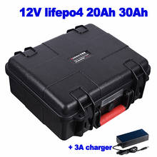 Suitcase lithium iron phosphate 12.8v 12v 20Ah 30Ah Lifepo4 battery for fish finder LED Hunting lamp lawn mower ATV + 3A charger 2024 - buy cheap