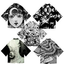 Junji Ito-Kimono japonés con estampado 3D para hombre y mujer, ropa de calle de manga corta, informal, a la moda, para verano 2024 - compra barato