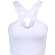 Tops cortos para mujer, camisetas sin mangas de punto elástico con hombros descubiertos, Tops sin mangas con cuello Halter sin mangas informales para mujer, ropa de calle 2024 - compra barato