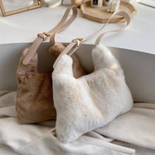 Luxury Faux Fur Bags For Women White Handbag Winter Soft Plush Pink Shoulder Bag Fashion Female Tote Bag ZD1448 2024 - buy cheap