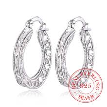 100% 925 Sterling Silver Hoop Earring Korean Vintage Hollow Heart Party Earrings for Women 2020 Wedding Party Jewelry Gift 2020 2024 - buy cheap