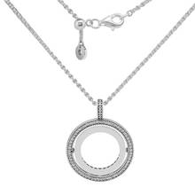 Clear CZ Spinning Hearts Hollow Round Pendant Necklaces for Women 925 Sterling Silver Necklaces Jewelry Long Chain Necklace Girl 2024 - buy cheap