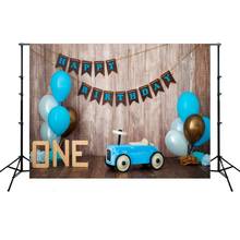 Car Balloon Flags Blue Theme Portrait Photography Backdrop One Year Birthday Party Photo Background Vinyl Photocall  Booth Props 2024 - buy cheap