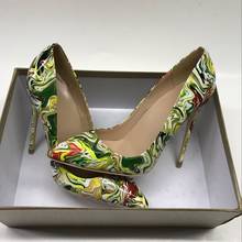 Keshangjia-zapatos de tacón alto con estampado para mujer, zapatillas femeninas de tacón alto, de punta, a la moda, para fiesta y Noche 2024 - compra barato