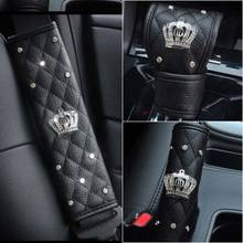 Leather Crystal Car Safety Seatbelt Cover Gear Shifter Handbrake Case Protector Shoulder Pad Auto Interior Accessories 2024 - buy cheap