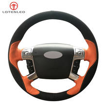 LQTENLEO Black Suede Orange Leather DIY Car Steering Wheel Cover For Ford Mondeo Mk4 2007-2013 S-Max 2006-2011 Galaxy 2011-2015 2024 - buy cheap