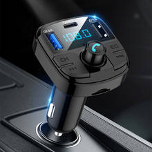 Bt29 carga rápida 3.0 dupla usb carregador de carro com display led mp3 bluetooth 5.0 fm transmissor carro kit handsfree acessórios do carro 2024 - compre barato