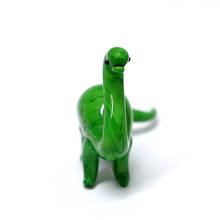 Green miniature glass dinosaur art figurines ornaments cute Antique reptile gifts for kids home table top decoration accessories 2024 - buy cheap