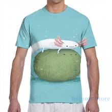 Axolotl on a Mossball men T-Shirt women all over print fashion girl t shirt boy tops tees Short Sleeve tshirts 2024 - buy cheap