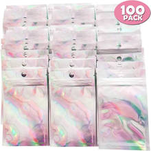 100 sacos ziplock resealable dos pces bolsa da folha de alumínio para a organização 3x 4/4x6 polegadas do saco do armazenamento do alimento do cheiro da festa e da prova da água 2024 - compre barato