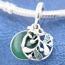 Original Green Enamel CHRISTMAS MISTLETOE With Crystal Pendant Beads Fit 925 Sterling Silver Charm Europe Bracelet Diy Jewelry 2024 - buy cheap