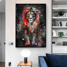 Pintura en lienzo de León para pared, pósteres nórdicos coloridos e impresiones de pared, imágenes de animales para sala de estar, Cuadros, decoración del hogar 2024 - compra barato