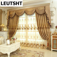 European Luxury Curtains Embroidery Sheer Tulle for Living Room Bedroom Chenille Floral Brown Curtain Valance Windows Treatment 2024 - buy cheap