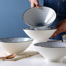 8 Inch Japanese Ceramics Bamboo Hat Ramen Bowl Household Tableware Trumpet Bowls Instant Noodle Bowl Creative Ceramic Soup Bowl 2024 - buy cheap