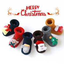 Calcetines de Navidad antideslizantes para bebé, niño y niña recién nacido, calcetín térmico de algodón cálido, calcetín largo grueso 2024 - compra barato
