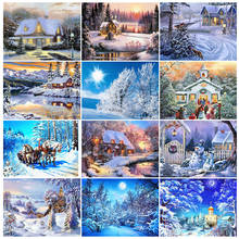 5D DIY Diamond painting landscape winter house full square rhinestone embroidery cross stitch kit mosaic picture decoration gift 2024 - buy cheap