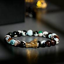 2019 браслет мужской Природный турмалиновый камень браслет-Талисман из бусинок для женщин медитация Дракон браслеты модные мужские ювелирные изделия 2024 - купить недорого