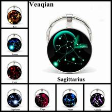 12 Constellation Zodiac Sign Keychain Key Chain Ring Gemini Cancer Virgo Libra Scorpio Pendant Glass Dome Jewelry Birthday Gift 2024 - buy cheap