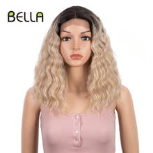 Bella Short Natural Wave Hair 15 Inch Synthetic Lace Front Wigs for Women Bob Pink Blonde 3 Colors Wavy Synthetic Lace Front Wig 2024 - buy cheap