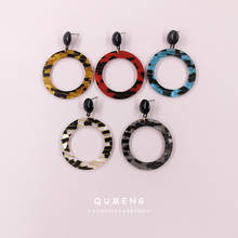 QUMENG 2021 Trend Geometric Hollow Round Exaggerated Resin Acrylic Ladies Drop Earrings Women's Fashion Party Show Jewelry 2024 - buy cheap