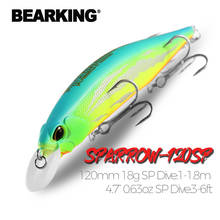 Bearking 12cm 18g modelo quente iscas de pesca duras 10 cores para escolher minnow qualidade profissional minnow depth1-1.8m 2024 - compre barato