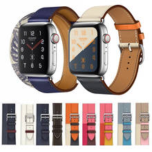 41mm 45mm OEM 100% Genuine Cow Leather loop Bracelet Band for Apple Watch 42MM 38MM 44MM 40MM Strap for iWatch 7 6 5 4 3 2 1 2024 - buy cheap