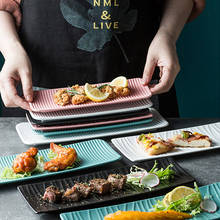 Prato de cerâmica retangular japonês para sushi, prato de sobremesa e bife ocidental, bandeja para servir salmão, sashimi 2024 - compre barato