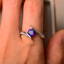 Anéis de cristal roxo elegantes para mulheres, para moças, moda feminina, geométricos, joias de dedo, luxo, casamento feminino 2024 - compre barato