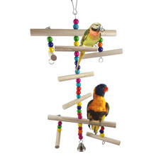 Brinquedos de pássaros da moda, brinquedos de madeira para papagaio, estande para pássaros, brinquedos com sino, garras de brincar, barra de moagem, acessórios para papagaio de calopsita 2024 - compre barato