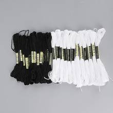Madejas de algodón para bordado, hilo de punto de cruz, mezcla de colores, BLANCO + negro/aleatorio, 24 unidades 2024 - compra barato