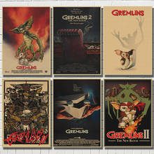 Filme gremlins retro kraft poster imprime alta qualidade adesivos de parede para sala estar decoração casa 2024 - compre barato