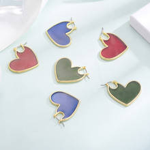 Shineland, 3 цвета, богемные серьги в форме сердца для женщин, модные Металлические Серьги пусеты украшения, аксессуары, подарки, оптовая продажа 2024 - купить недорого