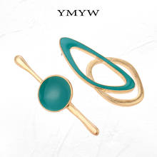 YMYW, серьги-гвоздики с зеленой эмалью, асимметричные, корейская мода, уникальные геометрические, персонализированные, Зеленый металл, женские серьги, Mujer Moda 2024 - купить недорого