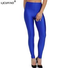 LJCUIYAO Women Solid Color Fluorescent Shiny Pant Leggings Spandex Shinny Elasticity Casual Trousers Girl Elastic High Waist 2024 - buy cheap