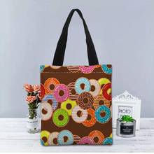 Bolso de mano con estampado de Donuts para mujer, bolsa de mano de lona con logotipo personalizado, bolso de hombro informal útil para viajes y compras, 1208 2024 - compra barato