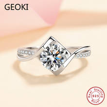 Geoki 925 Sterling Silver Round Perfect Cut Passed Diamond Test 1 Ct D Color VVS1 Moissanite Angel Kiss Wedding Ring Luxury Gift 2024 - buy cheap