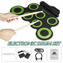 Digital USB  Roll up Drum Set Folding Silicone Electric Drum Pad Kit With Drum Sticks Foot Pedal Portable Electronic Drum 2024 - buy cheap