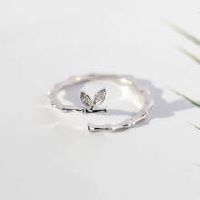 Modaone simples delicado de bambu borboleta dedo zircon prata cor anel para as mulheres coreano dainty moda na moda jóias presentes 2024 - compre barato
