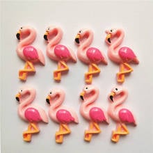 100pcs 17*34mm Kawaii Resin Cartoon Animal Flamingo Flatback Embellishment Crafts Figurines for Home Decoration Mini Figures 2024 - buy cheap