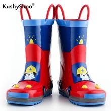 KushyShoo-Botas de lluvia para niños, botas de goma con estampado 3D de camión de bomberos, Kalosze Dla Dzieci 2024 - compra barato
