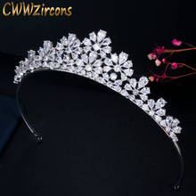 CWWZircons Elegant Gorgeous Cubic Zirconia Pave Flower Wedding Headband Tiara Crown Bridal Hair Jewelry Accessories A014 2024 - buy cheap