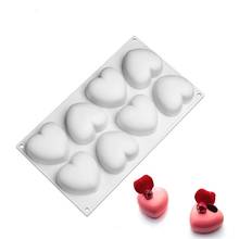 3d amor coração em forma de silicone molde 8 buracos pudim cupcake arte bolo molde de cozimento pastelaria mousse molde de chocolate ferramentas de bolo 2024 - compre barato