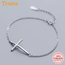 Trustdavis Real 925 Sterling Silver Fashion Sweet Faith Cross Bracelet Anklets For Women Wedding Party Fine S925 Jewelry DA1868 2024 - buy cheap