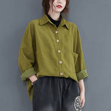 Fashion Women Single-Breasted Button Shirts Long Sleeved Autumn Korean Casual Solid Color Cardigans Loose Green Blouses Mujer 2024 - buy cheap