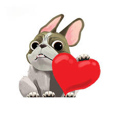 Lovely Waterproof Car Stickers French Bulldog Sticker Heart Decal Pet Dog Creative Automobile Decor Accessories PVC,13cm*12cm 2024 - buy cheap