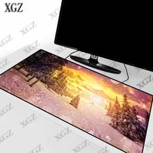 XGZ-alfombrilla de ratón grande para Gaming, accesorio de goma Natural con borde de bloqueo, con paisaje de árbol de nieve al atardecer, resistente al agua, XXL 2024 - compra barato