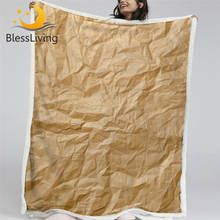 Blesslave крафт-бумажное одеяло на искусственном меху 3D печать пледы одеяло мятая бумага покрывало на кровать сплошной цвет плюшевые покрывала 150x200 2024 - купить недорого