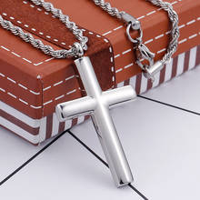 Trendy Gold Silver Color Cross Pendant Necklace Men Women Couples Stainless Steel Religion Prayer Statement Charm Jewelry 2024 - buy cheap