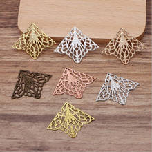 20pcs/lot 28x35MM Copper Sheet Filigree Flower Spacer Necklace For DIY Necklace Making Supplies Jewelry Finding wholesale 2024 - buy cheap