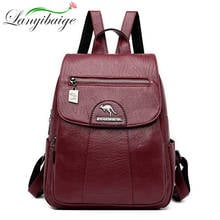 Mochila vintage feminina para viagem, bolsa de ombro para mulheres, couro de alta qualidade, 2020 2024 - compre barato